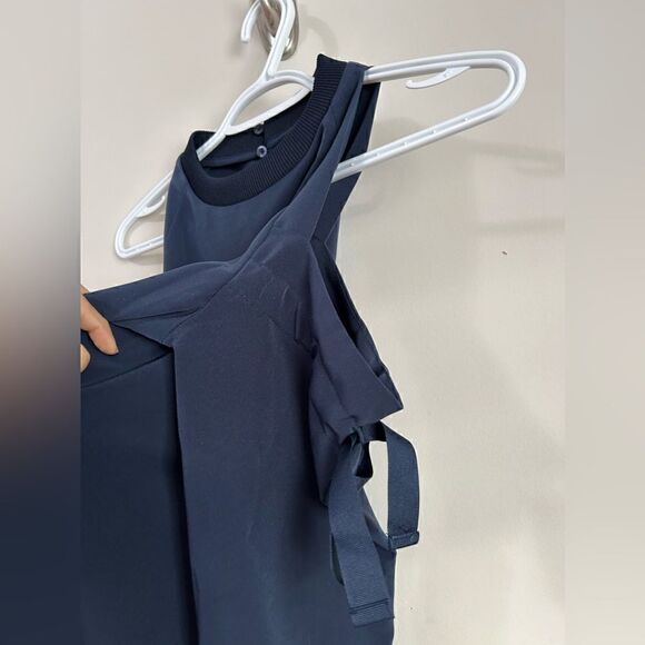 Simply Vera Vera Wang Navy Long Sleeves Midi Dress Bow Shoulder - Picture 6 of 7